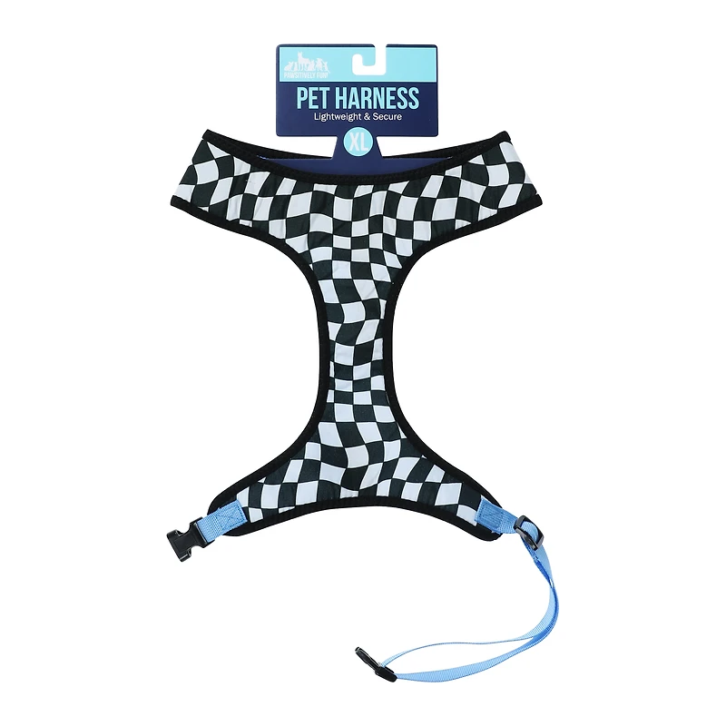 black & white checker pet harness