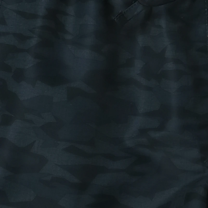 young mens black camo nylon shorts