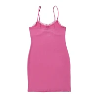 juniors pink lace trim dress