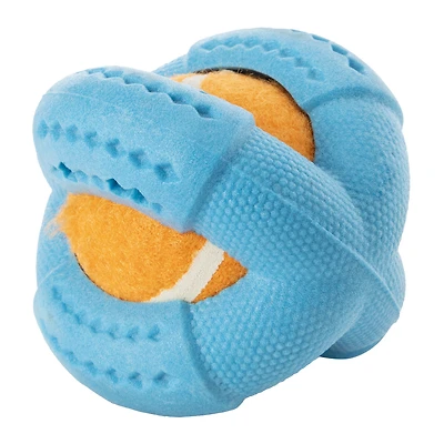 tough chew TPR wrapped tennis ball dog toy