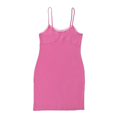 juniors pink lace trim dress