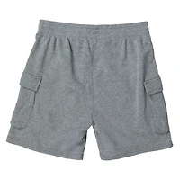 young mens gray fleece cargo shorts
