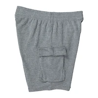 young mens gray fleece cargo shorts
