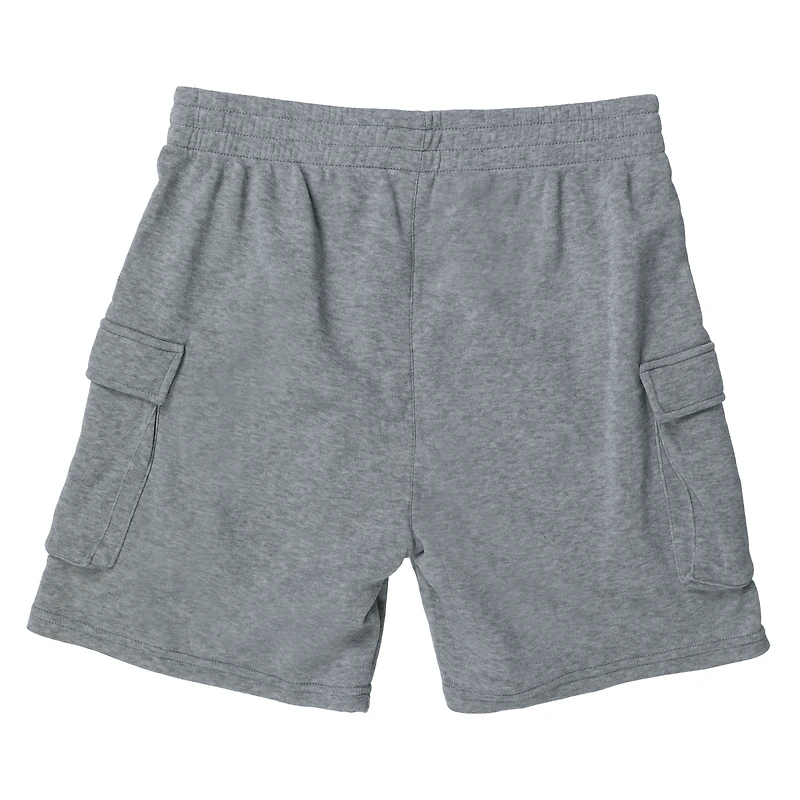 young mens gray fleece cargo shorts