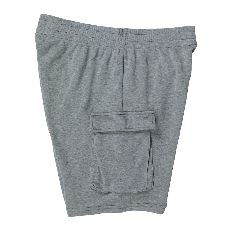 young mens gray fleece cargo shorts