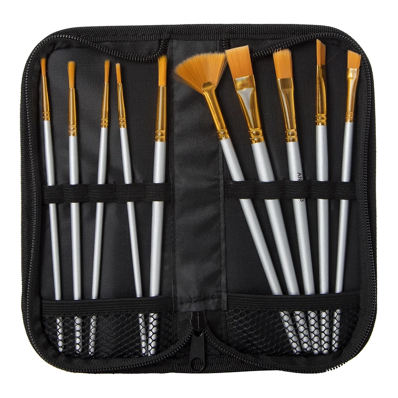 10-piece premium paint brush set with case