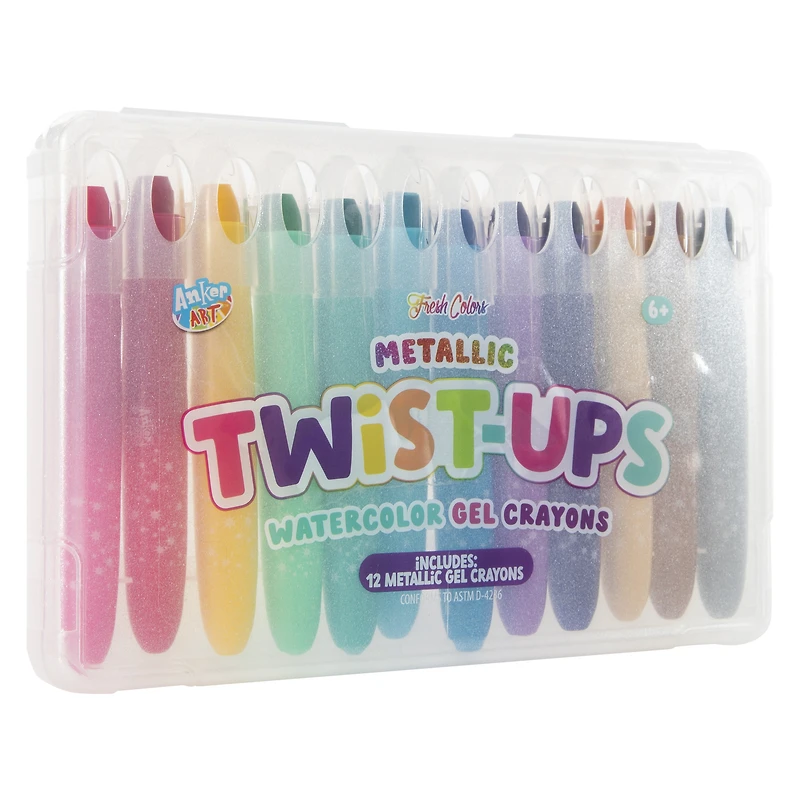 Anker Art Metallic Twist-Ups Watercolor Gel Crayons 12-Count