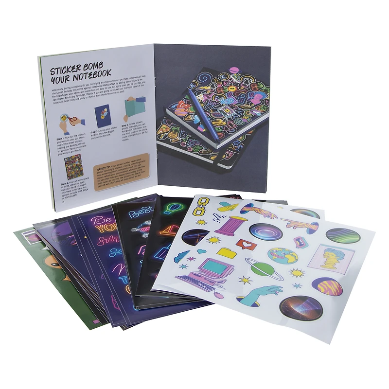 kaleidoscope sticker bomb with over 500 stickers & book