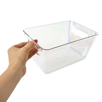 clear iridescent storage bin