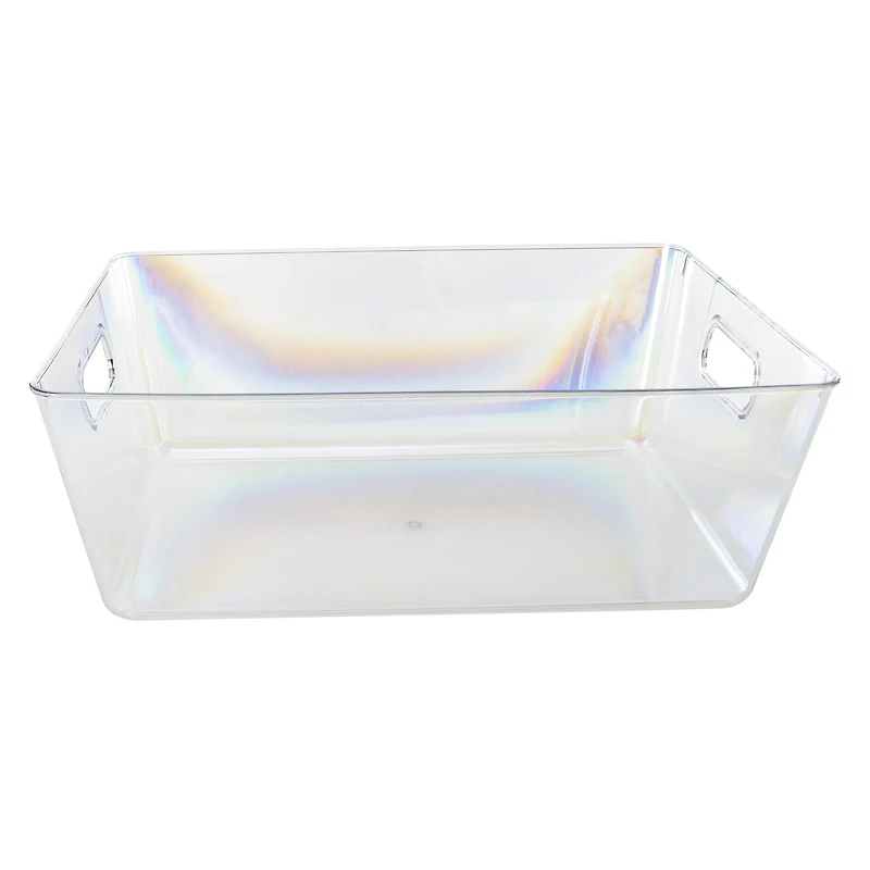 clear iridescent storage bin