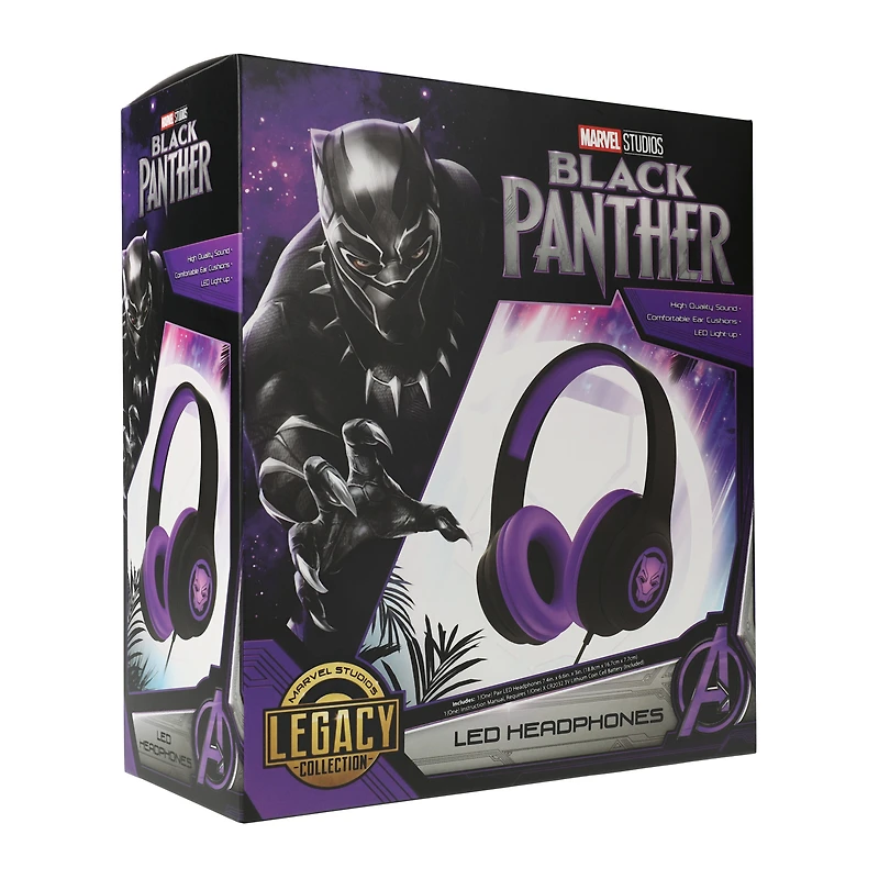 Marvel LED Wired Headphones - Black Panther