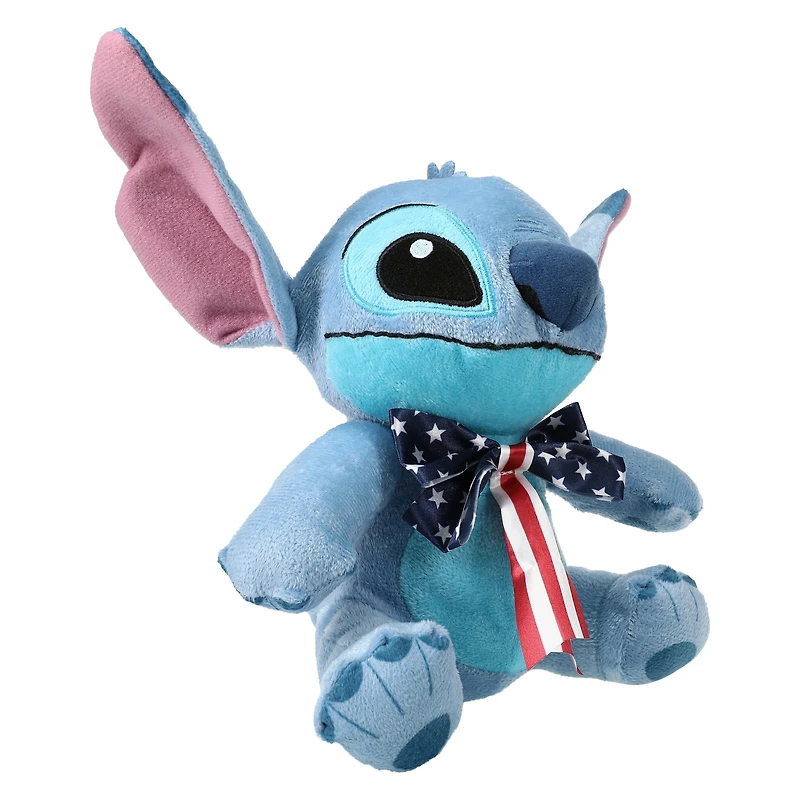 Disney Stitch stuffed animal with patriotic bowtie 8.6in