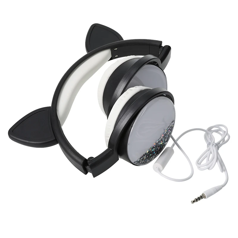 glitter cat liquid aux-in headphones with mic