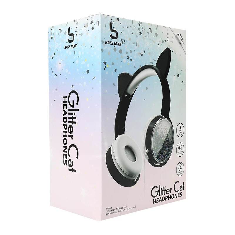 glitter cat liquid aux-in headphones with mic