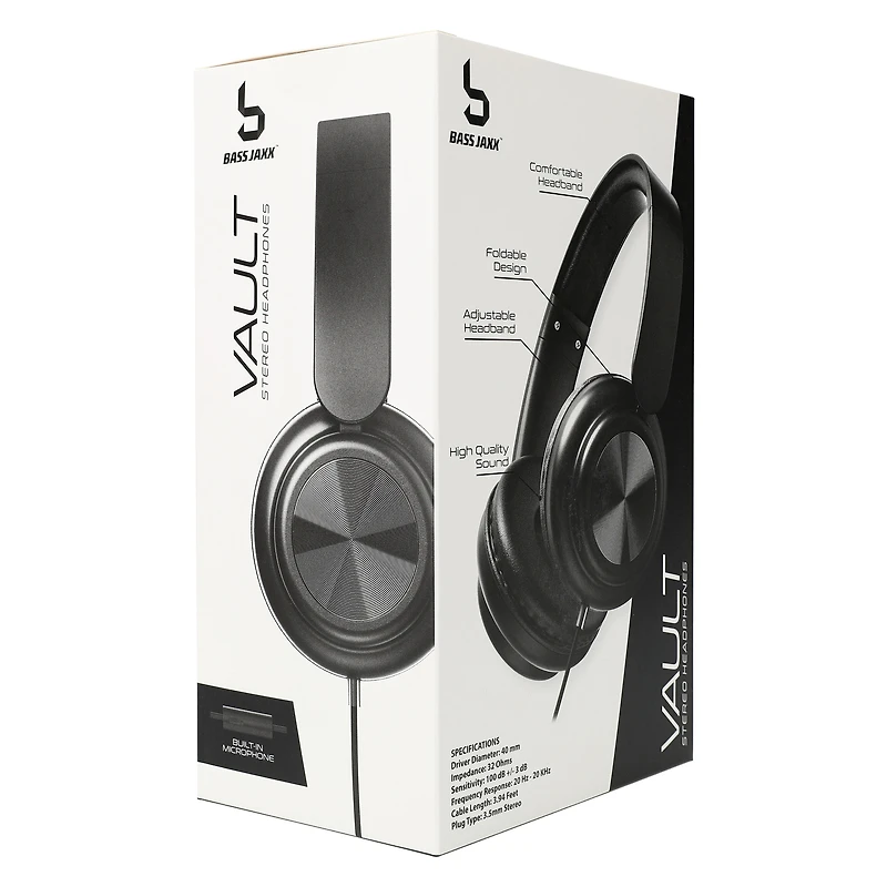 vault wired stereo headphones with mic