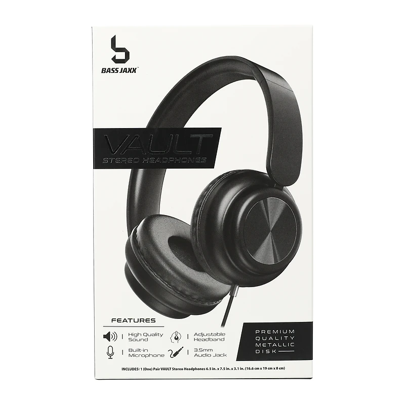 vault wired stereo headphones with mic