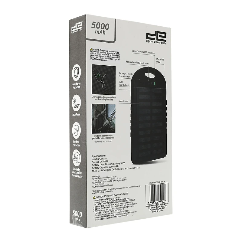 5000mAh Solar Power Bank