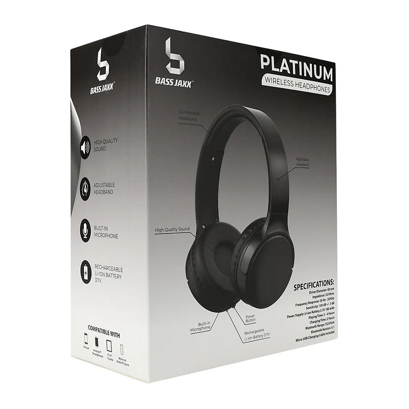 platinum bluetooth® wireless headphones with mic