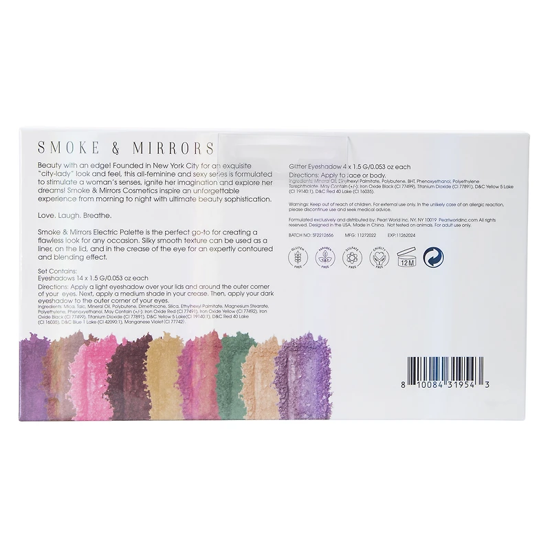 smoke & mirrors electric eyeshadow palette 18-piece