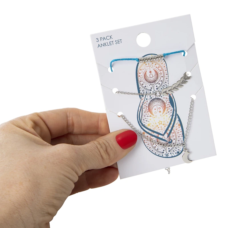 3-count anklet jewelry set