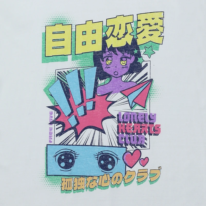 anime 'lonely hearts club' graphic tee