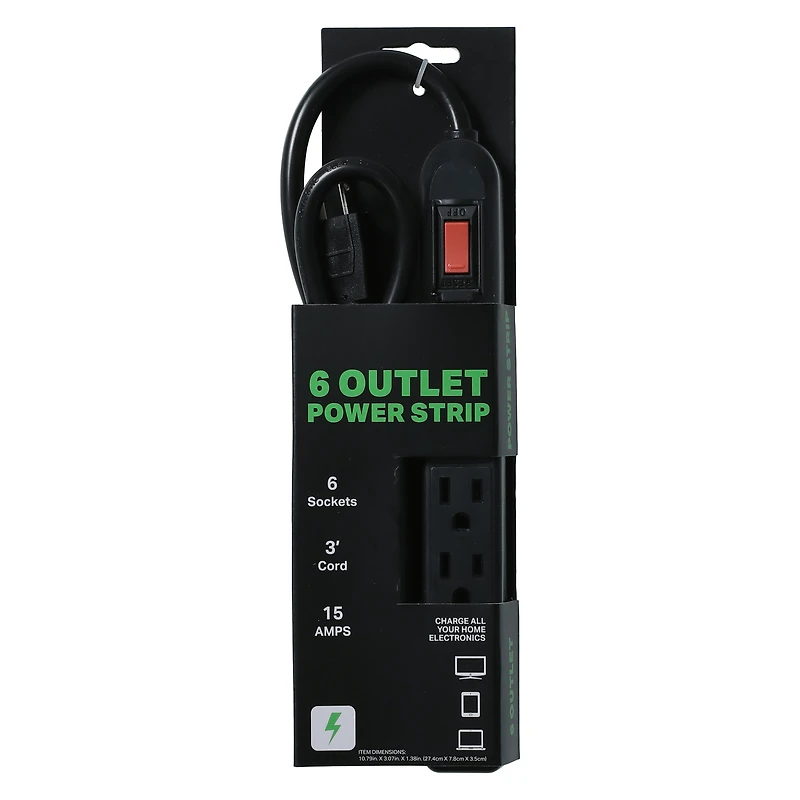 6-outlet power strip 3ft long