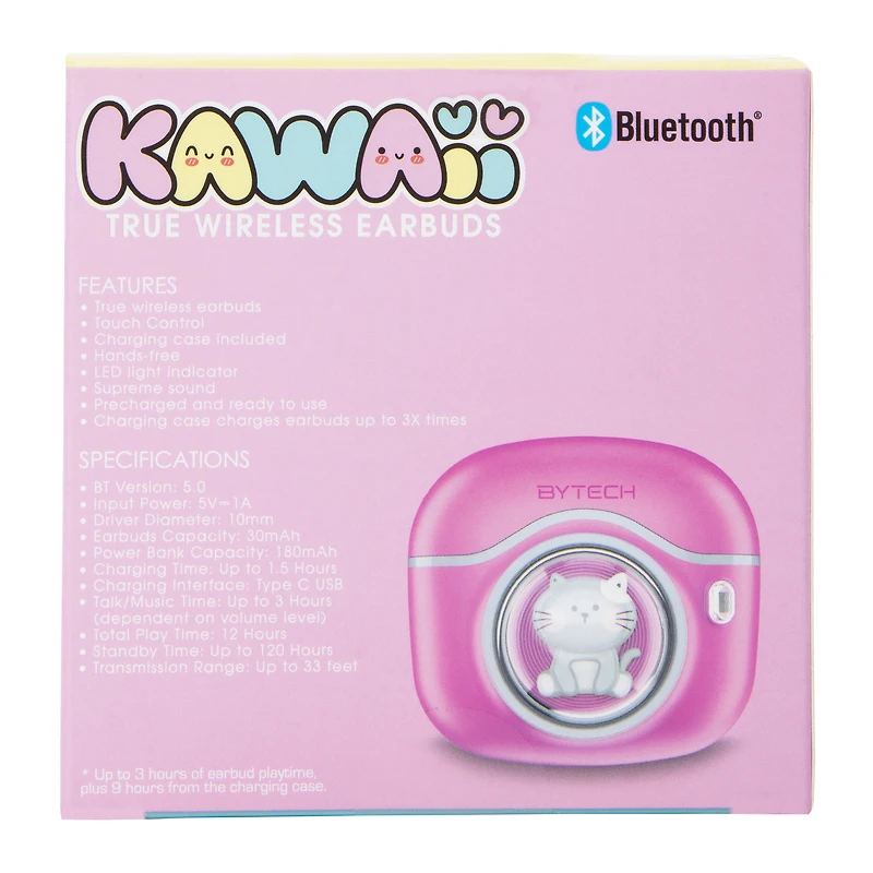 bluetooth® kawaii true wireless earbuds with mic