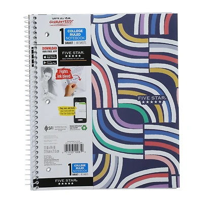 five star® 1-subject college ruled spiral notebook 8.5in x 11in