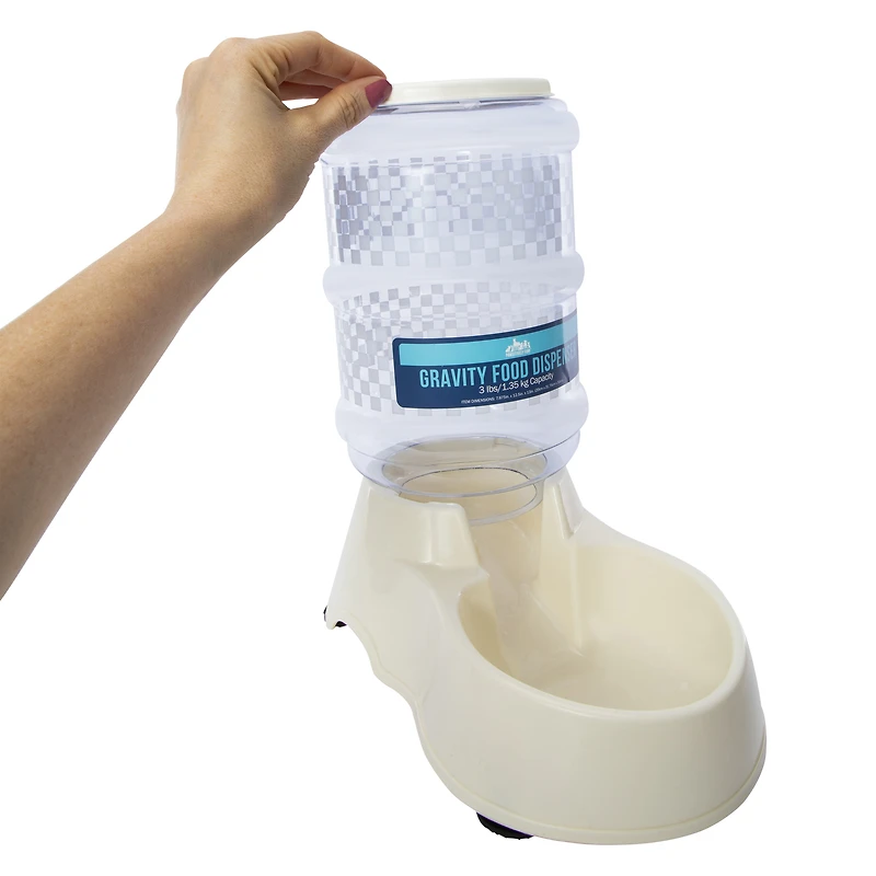 gravity pet food dispenser bowl, 3lb capacity