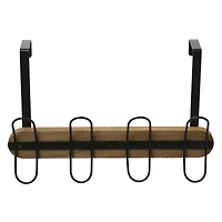 over-the-door metal & wood hook rack
