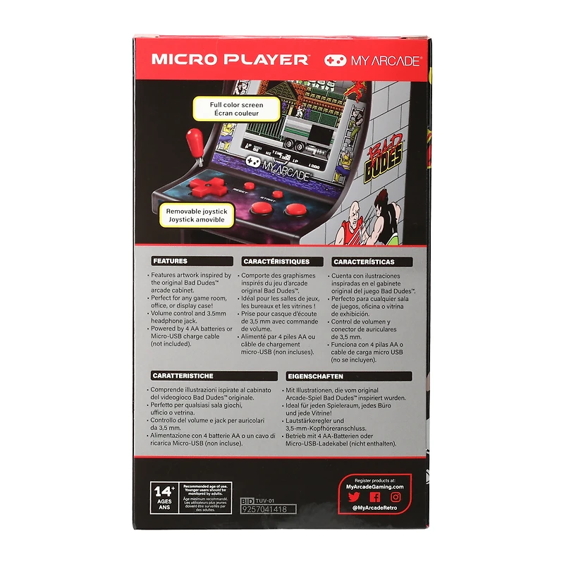 bad dudes™ micro player retro arcade game