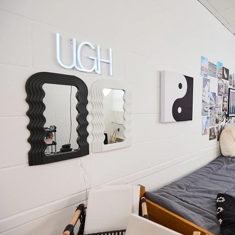 wavy wall mirror 10in x 16in