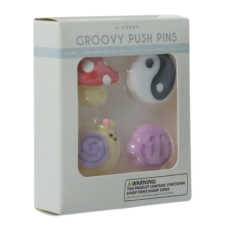 groovy push pins 4-count