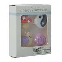 groovy push pins 4-count