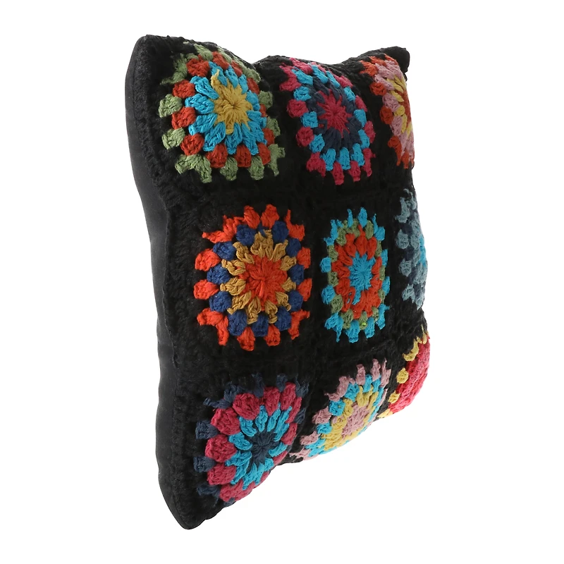 granny square crochet pillow 16in