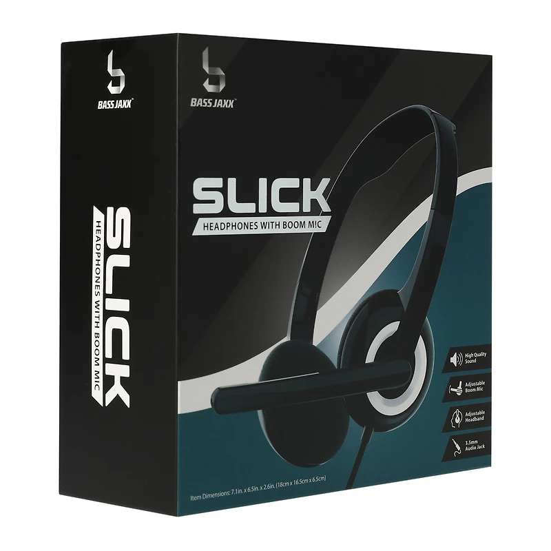 slick wired headset with boom mic