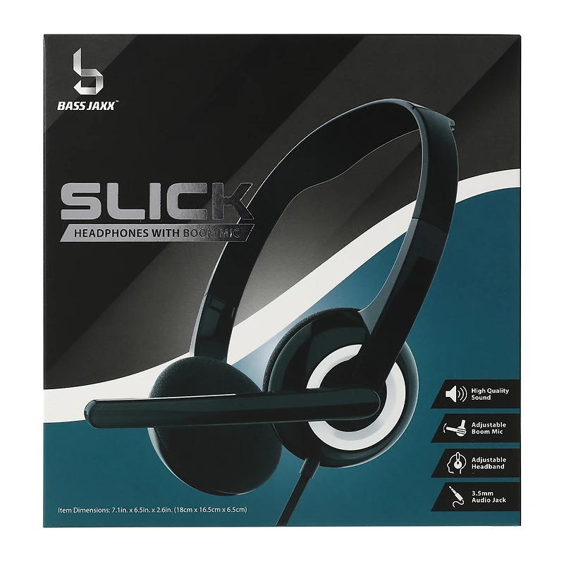 slick wired headset with boom mic