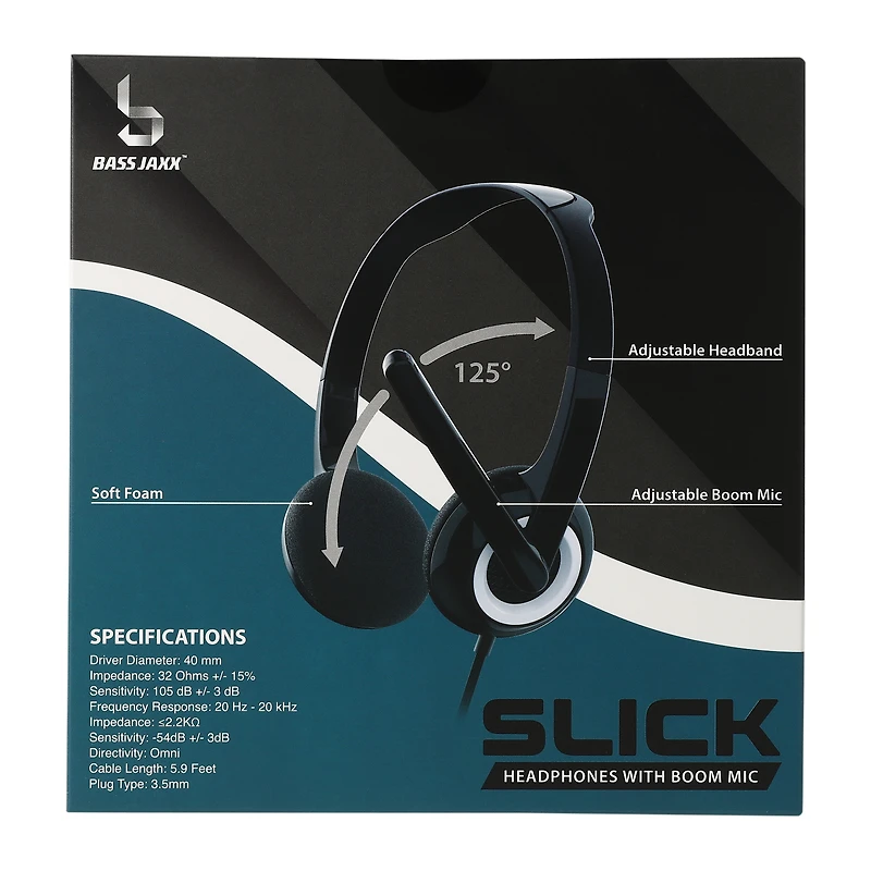 slick wired headset with boom mic