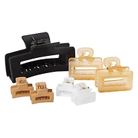 Rectangle Claw Clips 7-Count - Neutrals