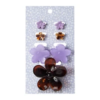 Flower Claw Clips 7-Count - Tortoiseshell & Purple