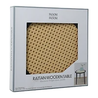 rattan wooden table 13in x 16in
