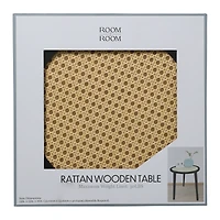 rattan wooden table 13in x 16in