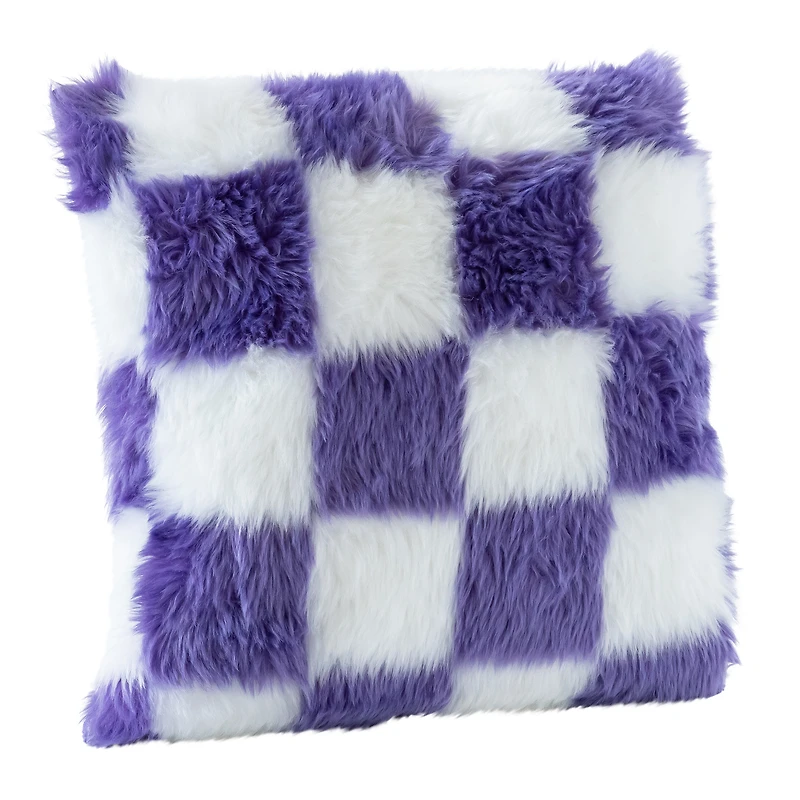 high pile faux fur pillow 16in