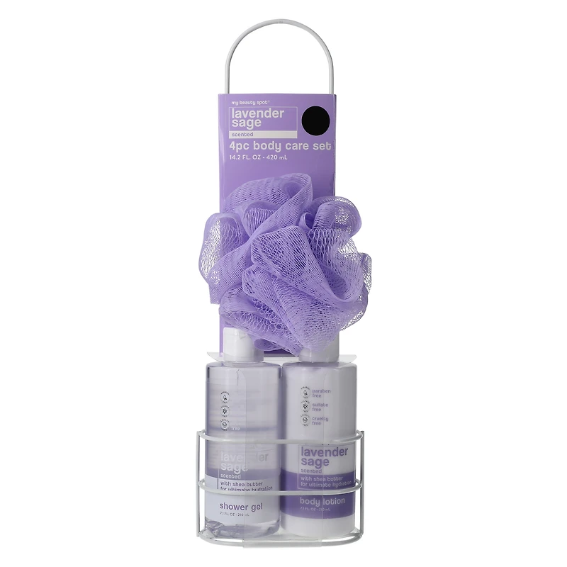 body care set with shower caddy 4-piece