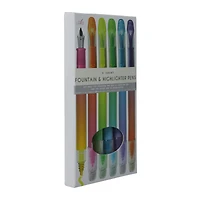 Dual-Tip Fountain & Highlighter Pens 6-Count