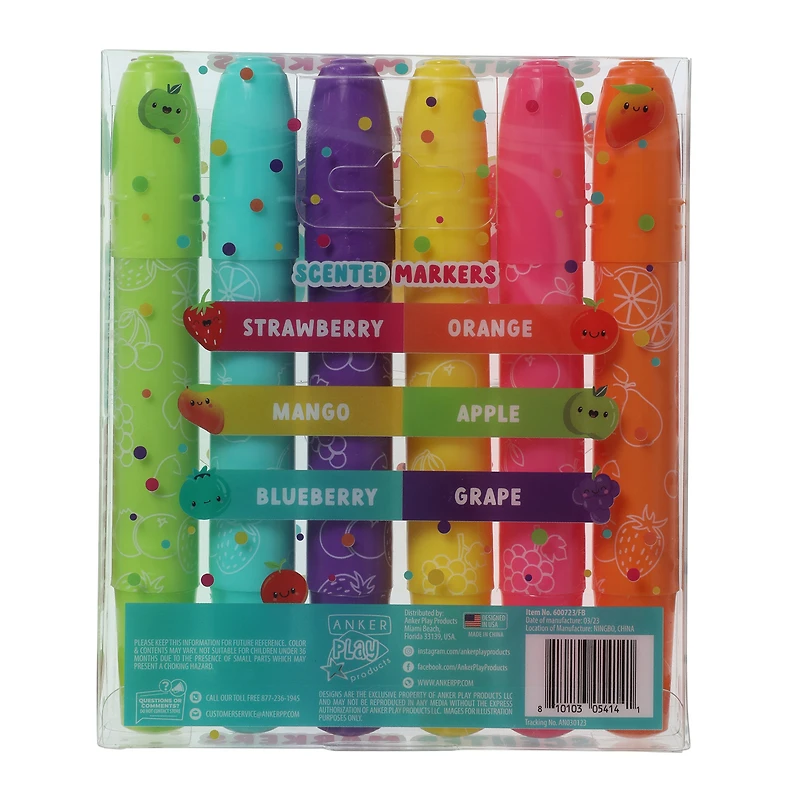 fruit cuties jumbo scented markers 6-count