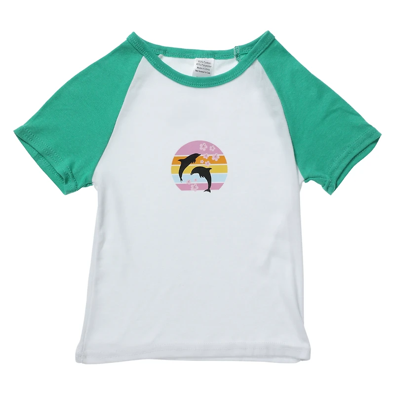 green raglan cropped graphic tee