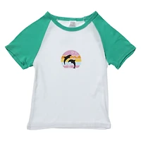 green raglan cropped graphic tee