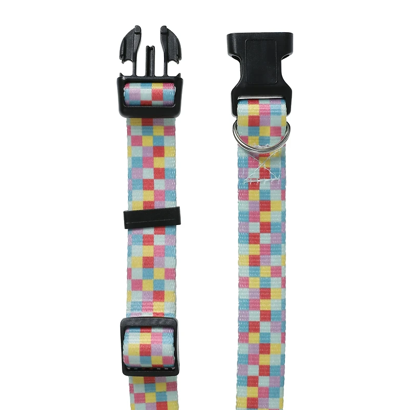 rainbow checker pet collar