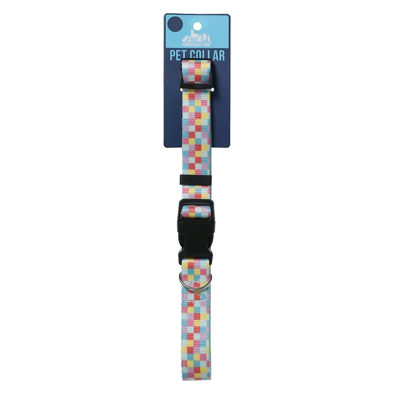 rainbow checker pet collar